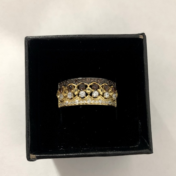 14k Champagne Vanilla Chocolate Diamonds Ring - Picture 6 of 7